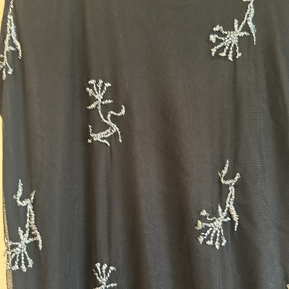 Short sleeved metallic embroidered vintage dress - Picture 4 of 7